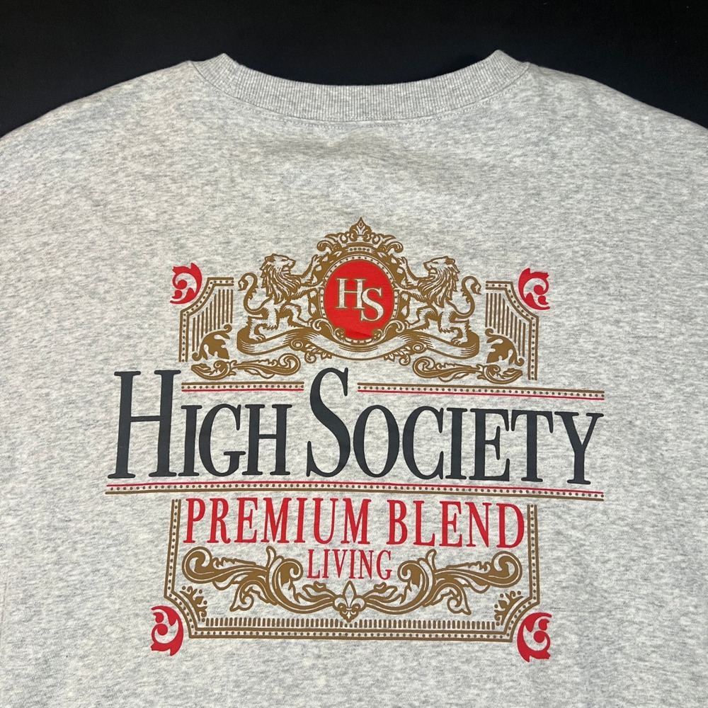 Cotton On High Society Premium Blend Living Graphic Sweatshirt Men XXL Grey Boxy